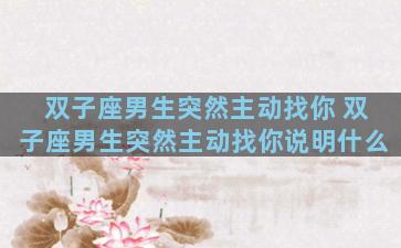 双子座男生突然主动找你 双子座男生突然主动找你说明什么